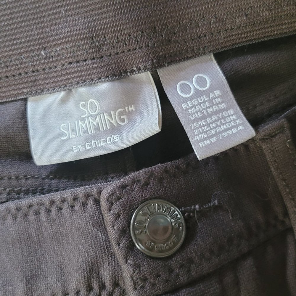 Chicos So slimming Getaway Pants sz 00 Regular length- Chocolate Brown